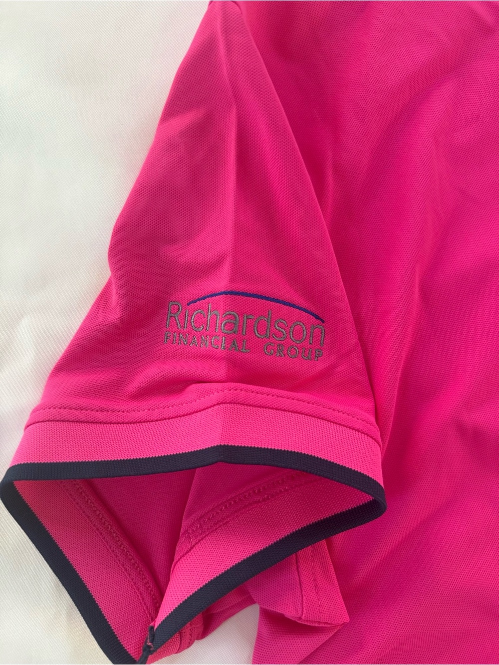 Peter Millar Women's Bright Pink Short-Sleeve Polo with Navy Trim - Picture 5 of 6